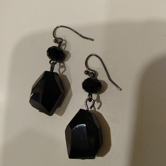 Holiday Party Black Onyx Statement Drop Earring Tuxedo Rock Mineral 925 Silver - Picture 2 of 6